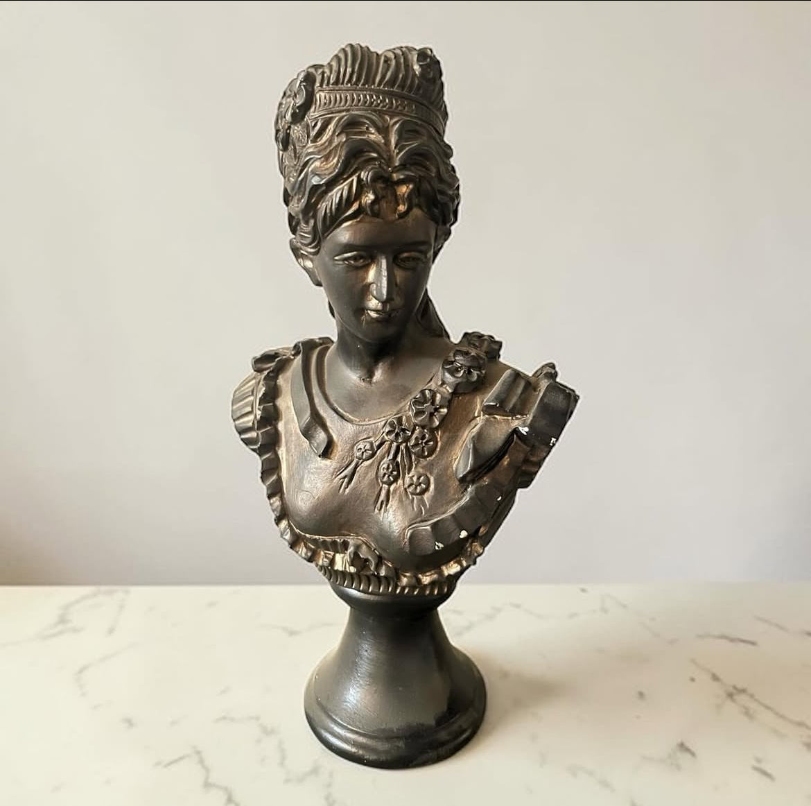 Resin Lady Figurine with Metal Base
