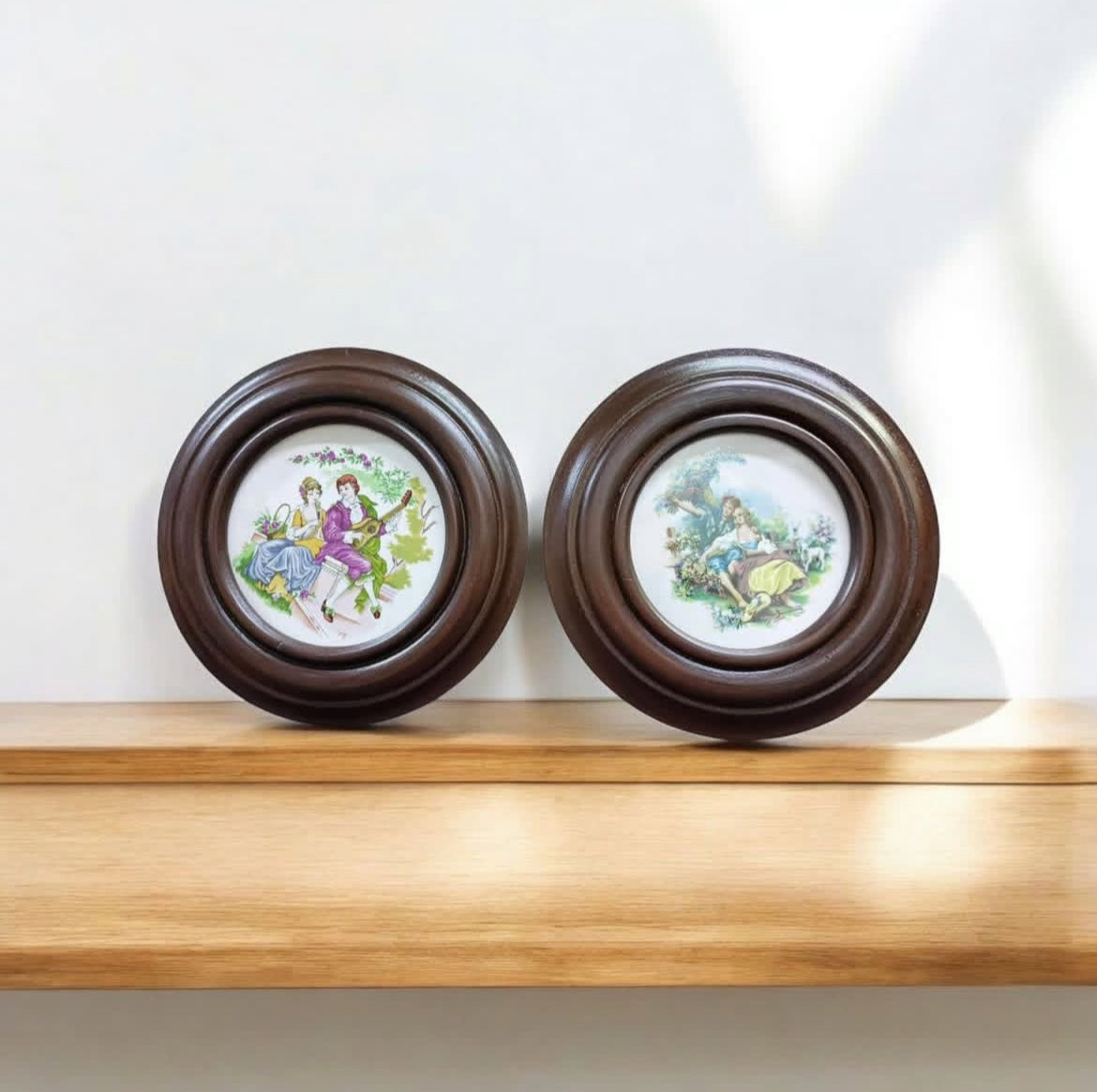 Romeo & Juliet Portraits: Wooden Frame, Porcelain Miniature