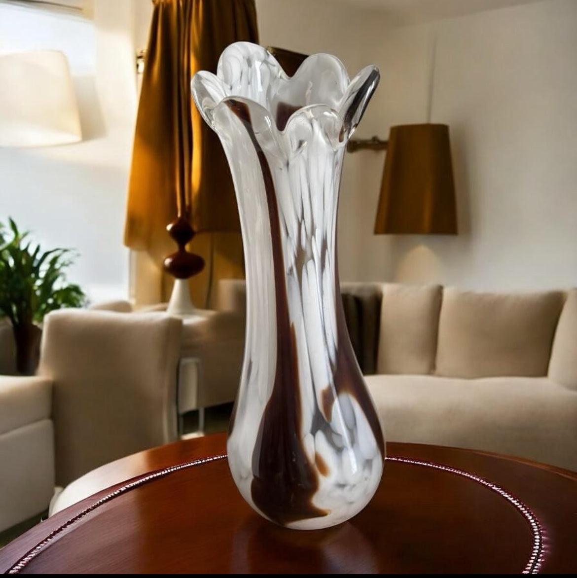 Large Italian Murano Glass Vase – Multicolored Swirl