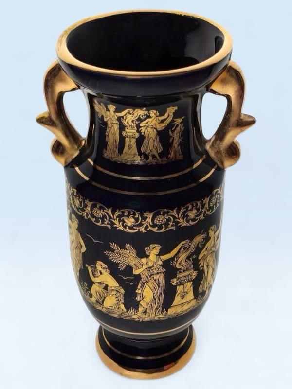 Greek Vase with Gold Detailing & Distinctive Miniature Artwork