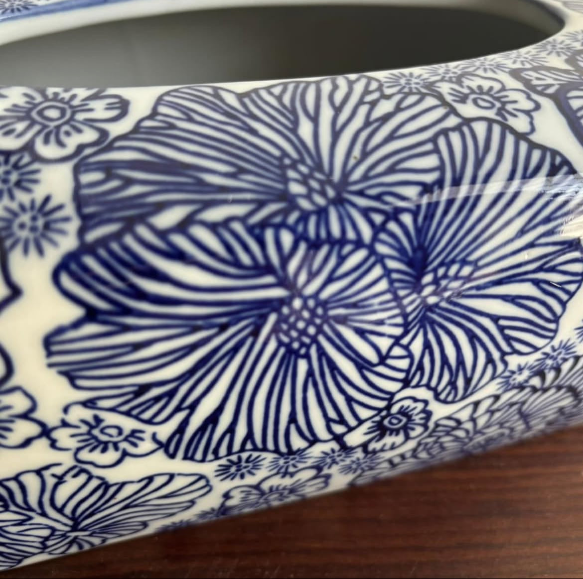 Bleu Blanc Hand-Painted Tissue Box
