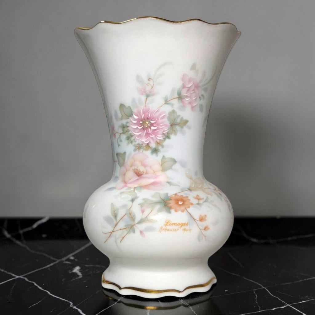 Limoges French Porcelain Vase – Pink Rose Design