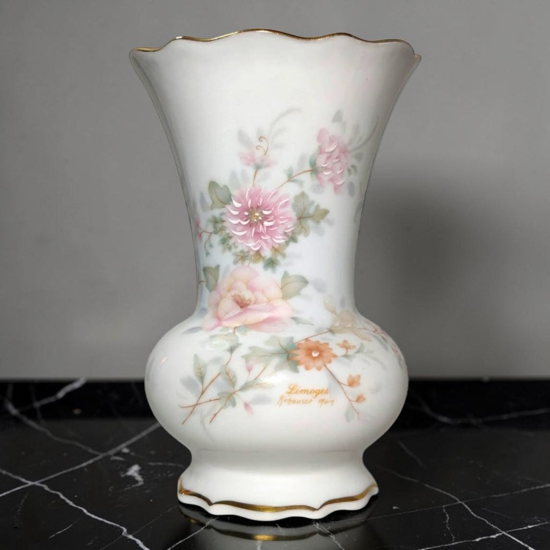 Limoges French Porcelain Vase – Pink Rose Design