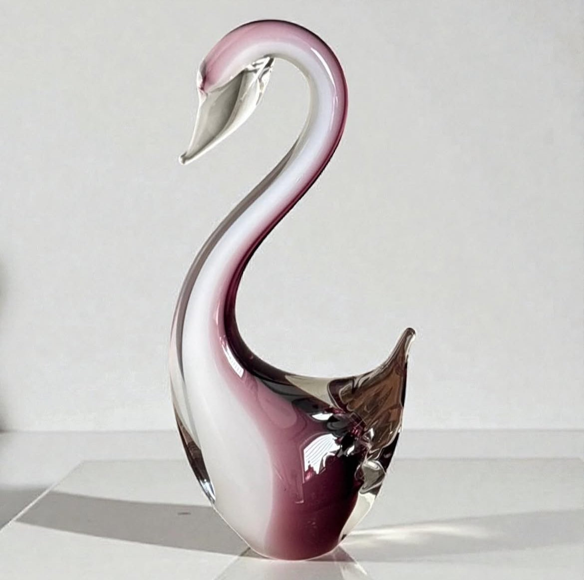 Aubergine Murano Glass Swan – Mid-Century Art