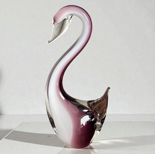 Aubergine Murano Glass Swan – Mid-Century Art