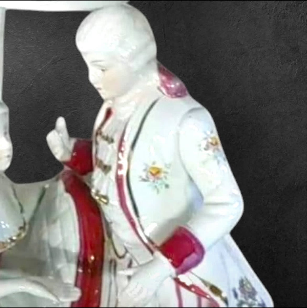 Romeo & Juliet: White & Burgundy Porcelain Lamp