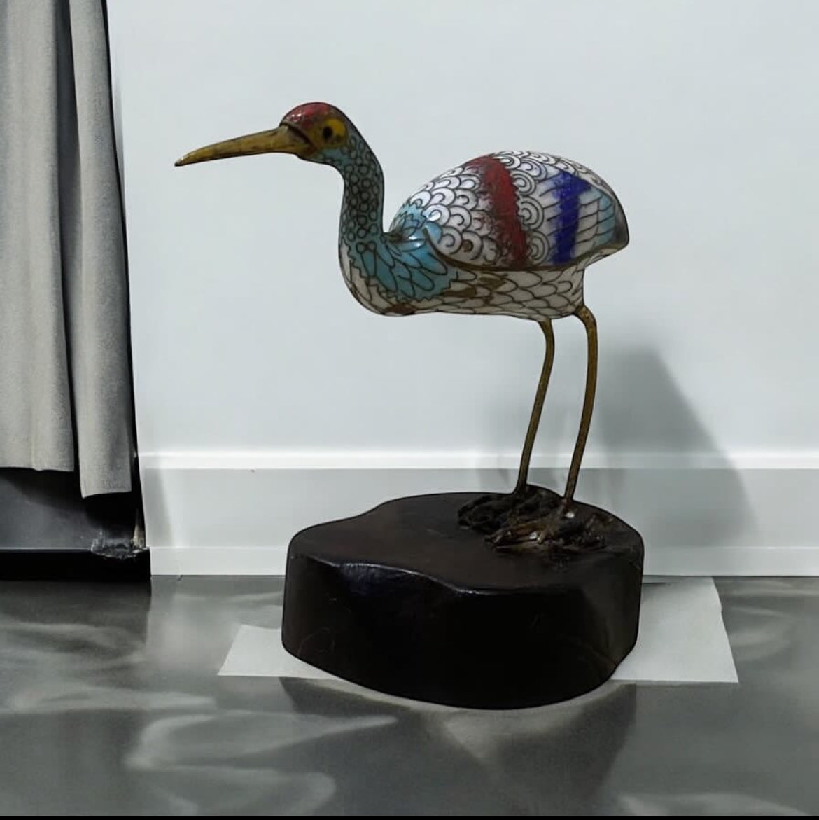Antique Cloisonné Bronze Figurine – Hand-Etched & Enameled