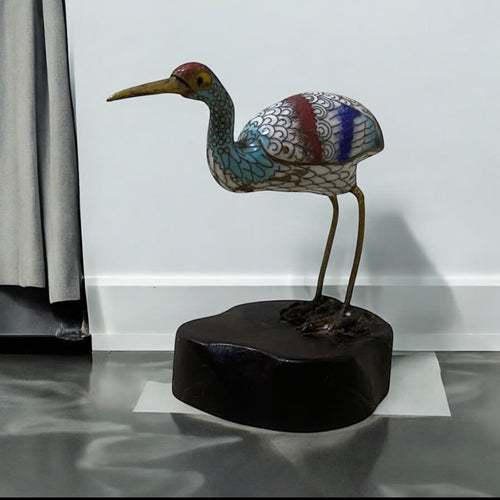 Antique Cloisonné Bronze Figurine – Hand-Etched & Enameled