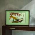 Wooden Frame with Raised Jade Floral & Bird Artwork