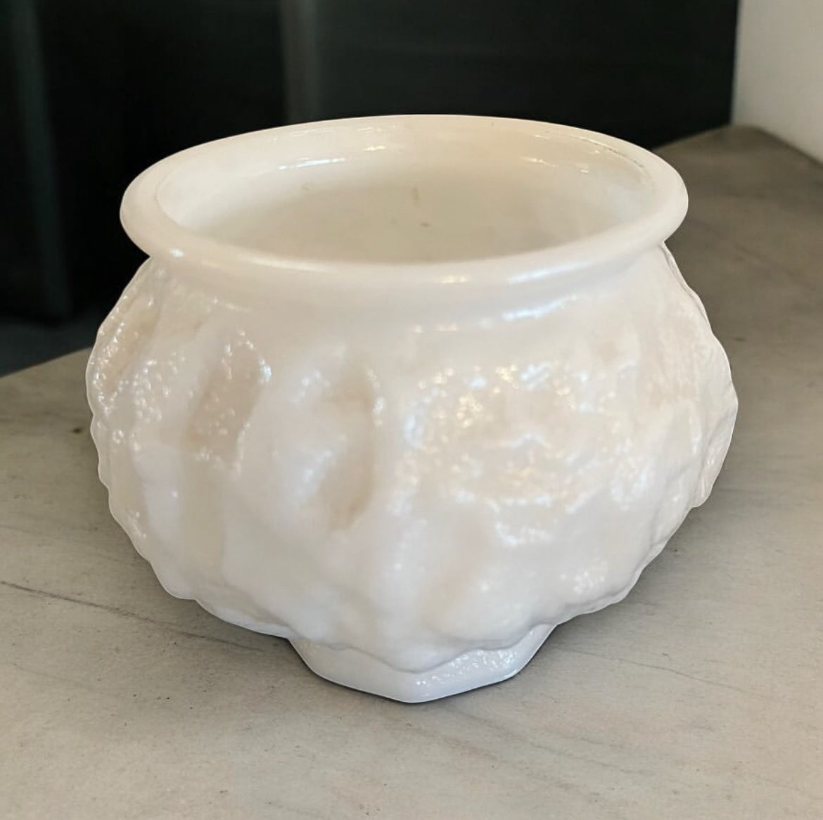 White Milk Glass Vase – Flacon Style